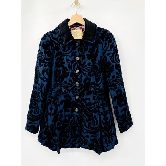 Free People Jackets & Blazers - Free People vintage blue paidsley short pea coat